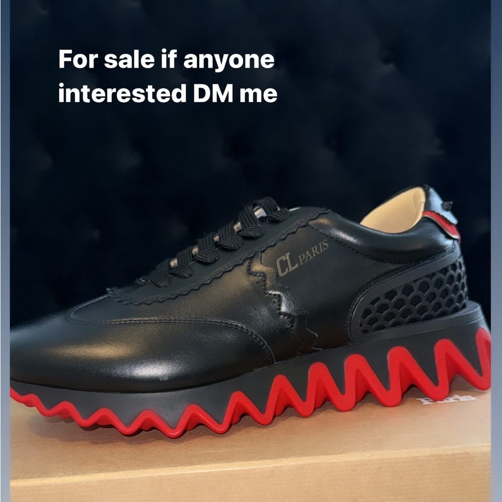 Christian Louboutin Black and Red Zigzag Sneakers